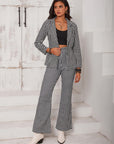 Checkered Blazer & Slit Pants Set