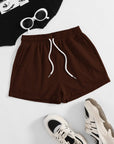 Light Gray Drawstring Pocketed Elastic Waist Shorts