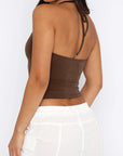 White Smoke Lace Detail Halter Neck Cami