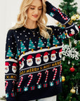 Christmas Candy Cane Ribbed Trim Sweater