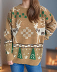 Christmas Element Round Neck Long Sleeve Sweater