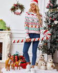 Christmas Element Round Neck Long Sleeve Sweater