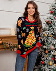 Christmas Element Round Neck Long Sleeve Sweater