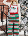 Christmas Knit Straight-Leg Overalls