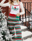 Christmas Knit Straight-Leg Overalls