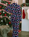 Christmas Lights Print Collared Neck Top and Pants Set