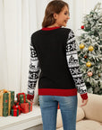 Christmas Pattern Round Neck Long Sleeve Sweater