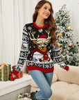 Christmas Pattern Round Neck Long Sleeve Sweater