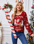 Christmas Pattern Round Neck Long Sleeve Sweater