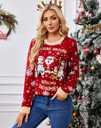 Christmas Pattern Round Neck Long Sleeve Sweater