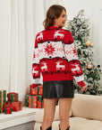 Christmas Pattern Round Neck Long Sleeve Sweater