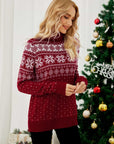 Christmas Snowflake Fair Isle Turtleneck Sweater