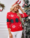 Christmas Tree Round Neck Long Sleeve Sweater