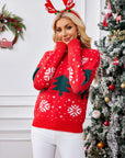 Christmas Tree Round Neck Long Sleeve Sweater