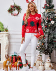 Christmas Tree Round Neck Long Sleeve Sweater