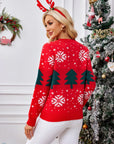 Christmas Tree Round Neck Long Sleeve Sweater