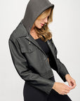 Coalition LA Snap Down Cropped Hooded Jacket