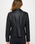 Coalition LA Studded Classic Moto Faux Leather Jacket