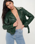 Coalition LA Zip Up Biker Jacket with Belt