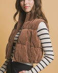 Love Tree Corduroy Zip Up Puffer Vest with Pockets