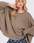 SAGE + FIG Round Neck Batwing Sleeve Oversize Top