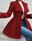 Collared Neck Button Up Long Sleeve Coat