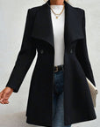 Collared Neck Button Up Long Sleeve Coat