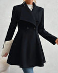 Collared Neck Button Up Long Sleeve Coat