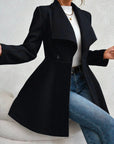 Collared Neck Button Up Long Sleeve Coat