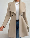 Collared Neck Button Up Long Sleeve Coat