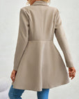 Collared Neck Button Up Long Sleeve Coat