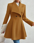 Collared Neck Button Up Long Sleeve Coat