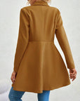 Collared Neck Button Up Long Sleeve Coat