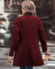 Collared Neck Button Up Long Sleeve Coat