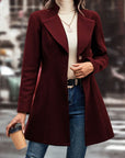 Collared Neck Button Up Long Sleeve Coat