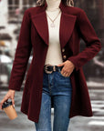 Collared Neck Button Up Long Sleeve Coat