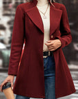 Collared Neck Button Up Long Sleeve Coat