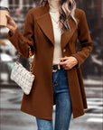 Collared Neck Button Up Long Sleeve Coat