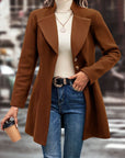 Collared Neck Button Up Long Sleeve Coat