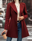 Collared Neck Button Up Long Sleeve Coat