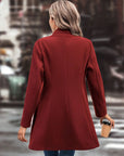 Collared Neck Button Up Long Sleeve Coat