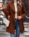 Collared Neck Long Sleeve Longline Coat