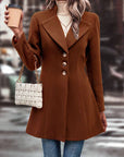 Collared Neck Long Sleeve Longline Coat