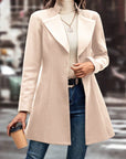 Collared Neck Long Sleeve Longline Coat