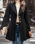 Collared Neck Long Sleeve Longline Coat