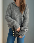 Collared Neck Long Sleeve Sweater