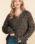 Confetti V-Neck Long Sleeve Sweater