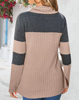 Contrast Drawstring Long Sleeve Top