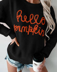 Contrast Letter Round Neck Long Sleeve Sweater