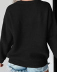 Contrast Letter Round Neck Long Sleeve Sweater